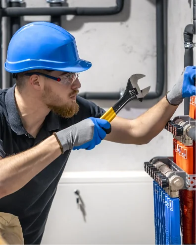 Hombre reformando suelo de apartamento